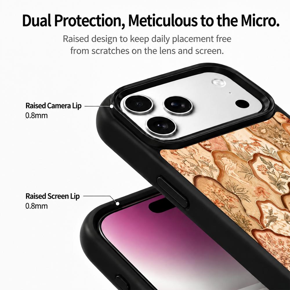Compatible with iPhone 18 Pro Max & 17 Pro Max Earth Series PC Silicone Magnetic Phone Case - Earth Floral Porcelain