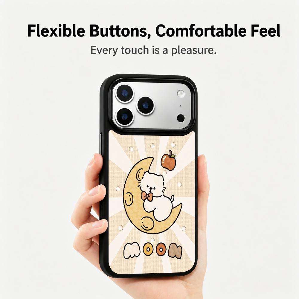 Compatible with iPhone 18 Pro Max & 17 Pro Max Earth Series PC Silicone Magnetic Phone Case - Earth Moon Cat