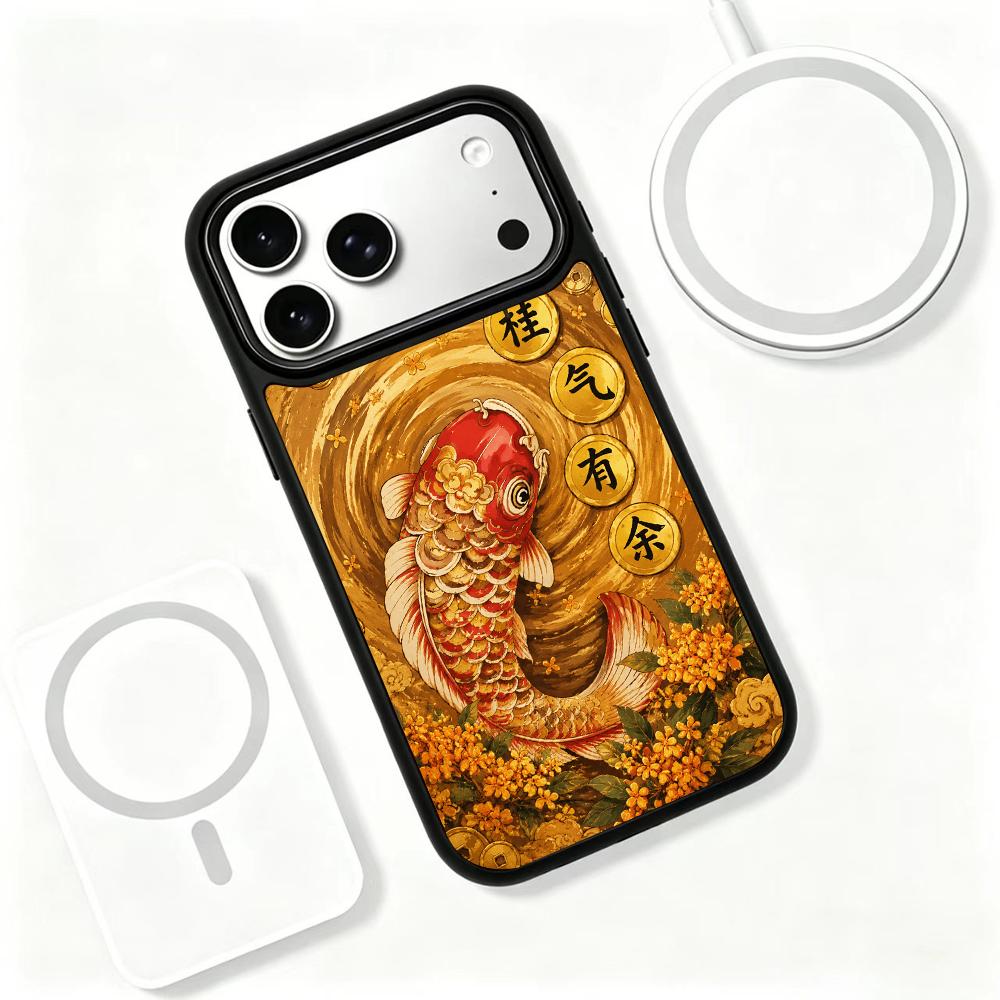 Compatible with iPhone 18 Pro & 17 Pro Earth Series PC Silicone Magnetic Phone Case - Earth Koi