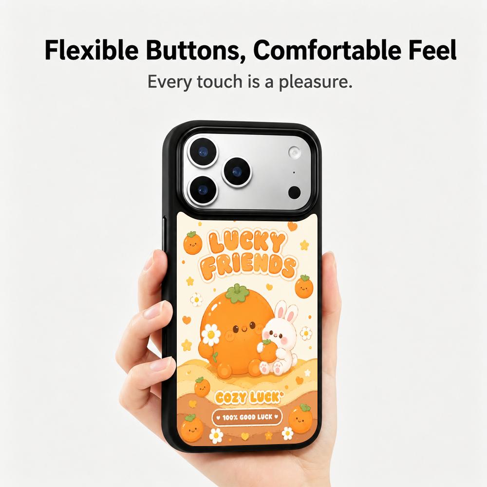 Compatible with iPhone 18 Pro & 17 Pro Earth Series PC Silicone Magnetic Phone Case - Earth Lucky Persimmon