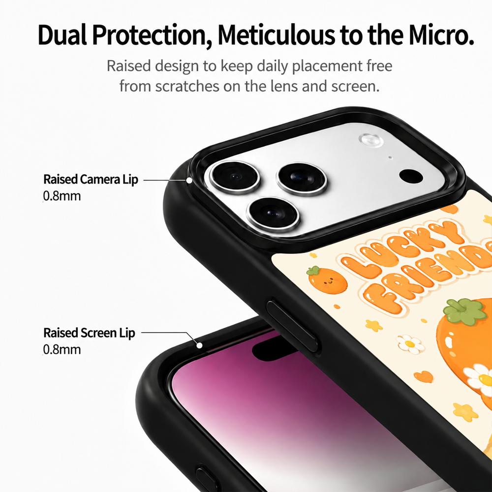 Compatible with iPhone 18 Pro & 17 Pro Earth Series PC Silicone Magnetic Phone Case - Earth Lucky Persimmon