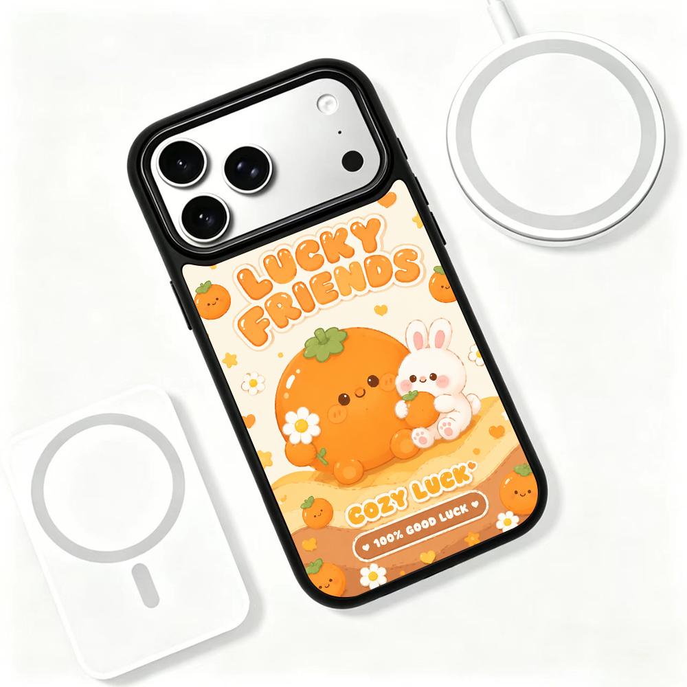 Compatible with iPhone 18 Pro & 17 Pro Earth Series PC Silicone Magnetic Phone Case - Earth Lucky Persimmon