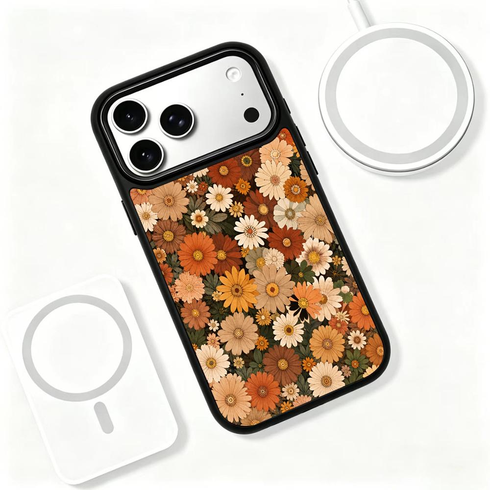 Compatible with iPhone 18 Pro & 17 Pro Earth Series PC Silicone Magnetic Phone Case - Earth Daisy