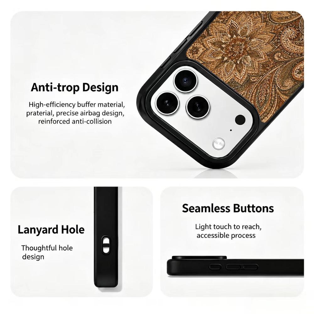 Compatible with iPhone 18 Pro & 17 Pro Earth Series PC Silicone Magnetic Phone Case - Earth Lotus Pattern