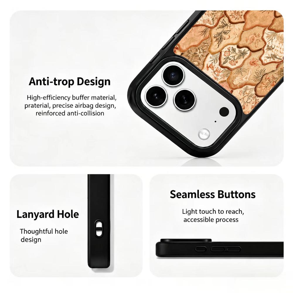 Compatible with iPhone 18 Pro & 17 Pro Earth Series PC Silicone Magnetic Phone Case - Earth Floral Porcelain