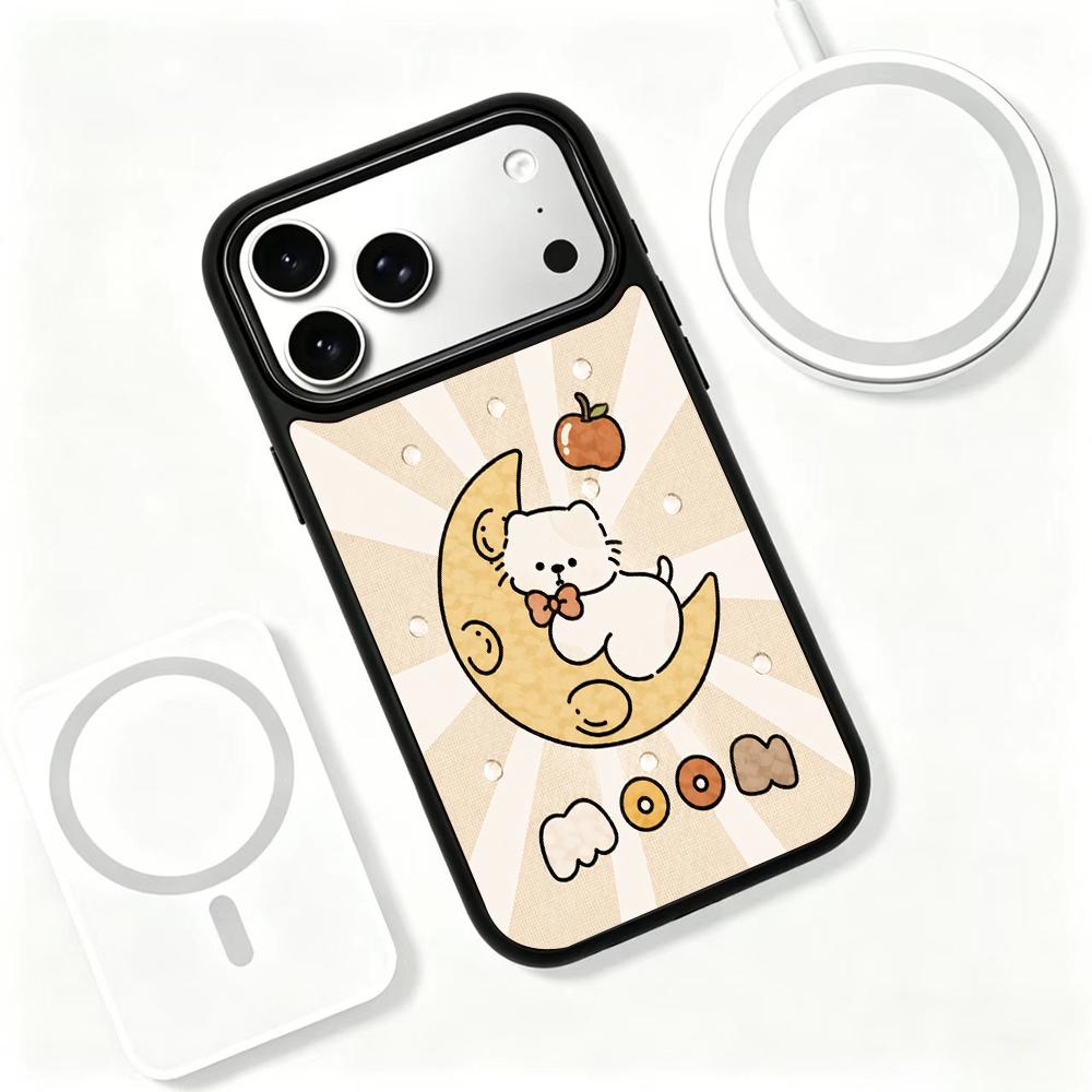 Compatible with iPhone 18 Pro & 17 Pro Earth Series PC Silicone Magnetic Phone Case - Earth Moon Cat