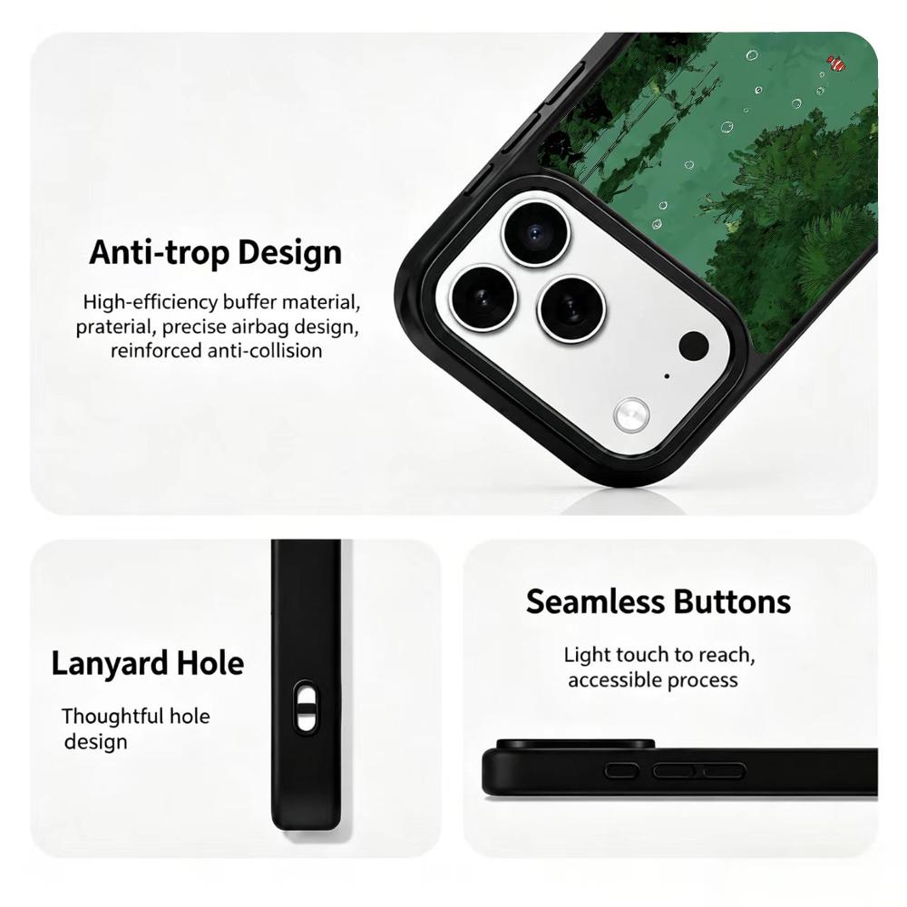Compatible with iPhone 18 Pro Max & 17 Pro Max Colorful Painting PC Silicone Magnetic Phone Case - Fish Swimming in The Compatible withest