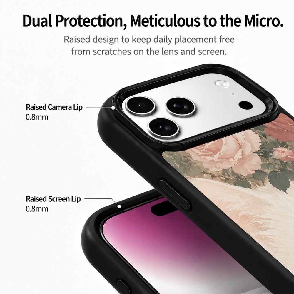 Compatible with iPhone 18 Pro Max & 17 Pro Max Colorful Painting PC Silicone Magnetic Phone Case - Light Pink Rose Cat