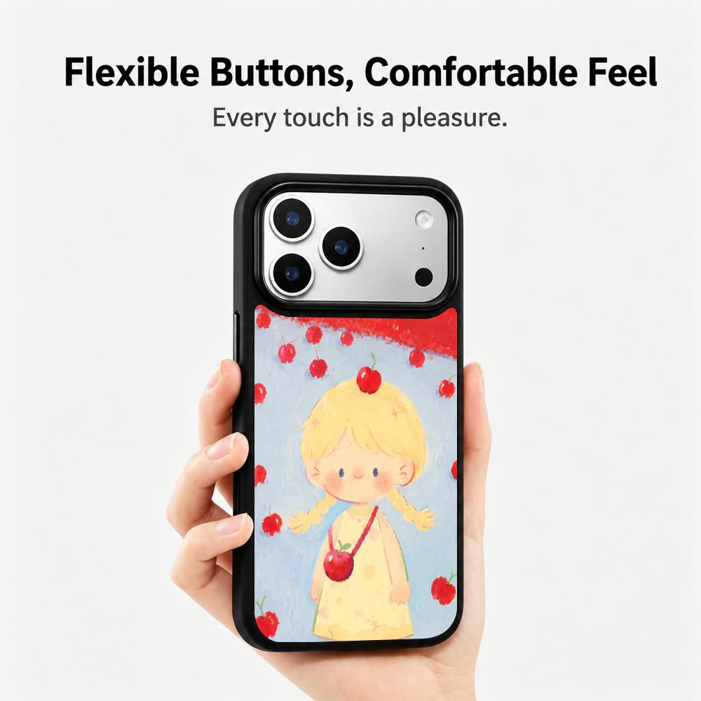 Compatible with iPhone 18 Pro Max & 17 Pro Max Colorful Painting PC Silicone Magnetic Phone Case - Cherry Girl