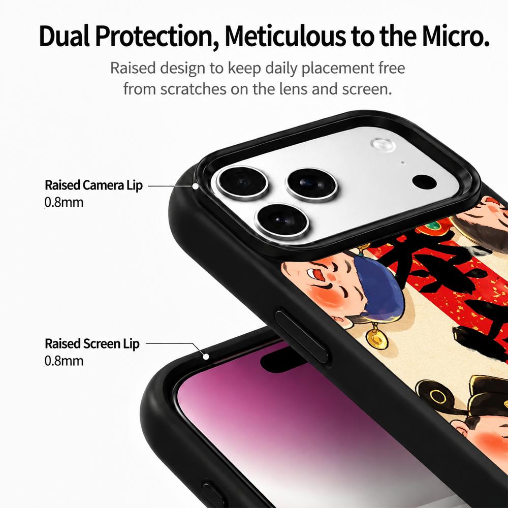Compatible with iPhone 18 Pro Max & 17 Pro Max Colorful Painting PC Silicone Magnetic Phone Case - Five Blessings at Your Door