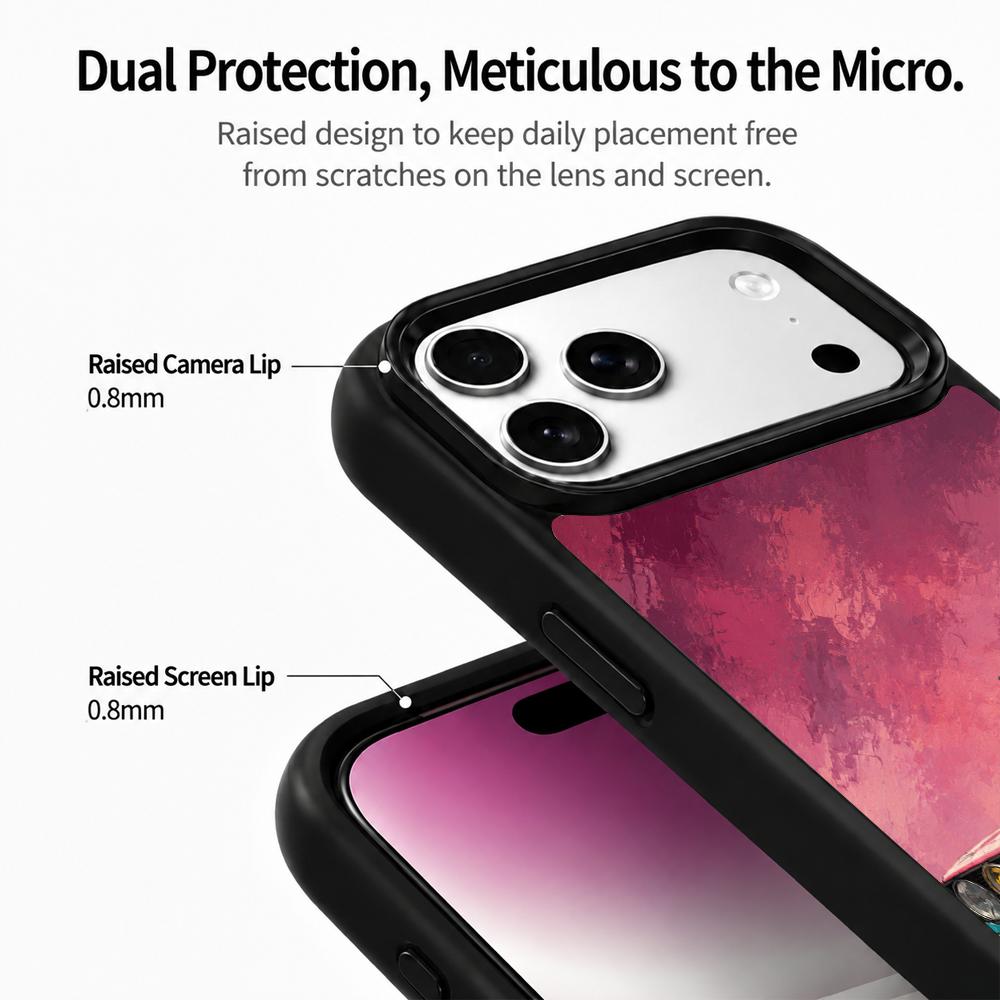 Compatible with iPhone 18 Pro Max & 17 Pro Max Colorful Painting PC Silicone Magnetic Phone Case - Powder Blue Retro Commuter Car