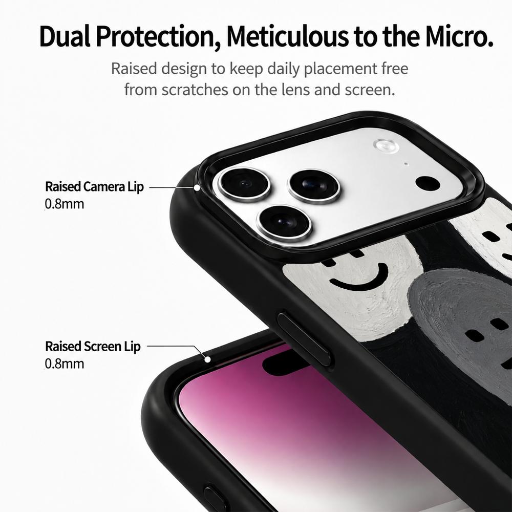 Compatible with iPhone 18 Pro & 17 Pro Colorful Painting PC Silicone Magnetic Phone Case - Solitude Tranquility