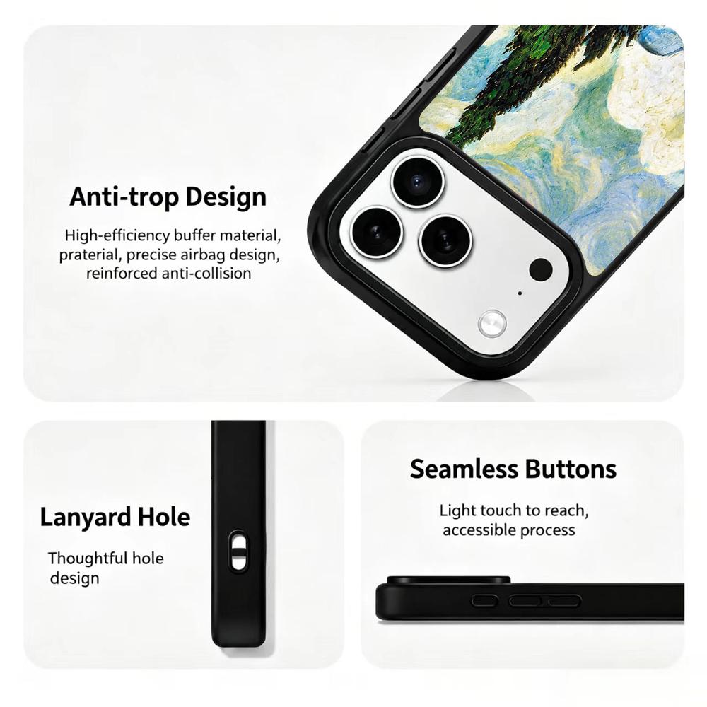 Compatible with iPhone 18 Pro Max & 17 Pro Max Colorful Painting PC Silicone Magnetic Phone Case - Mountain Pines Wheat Fields