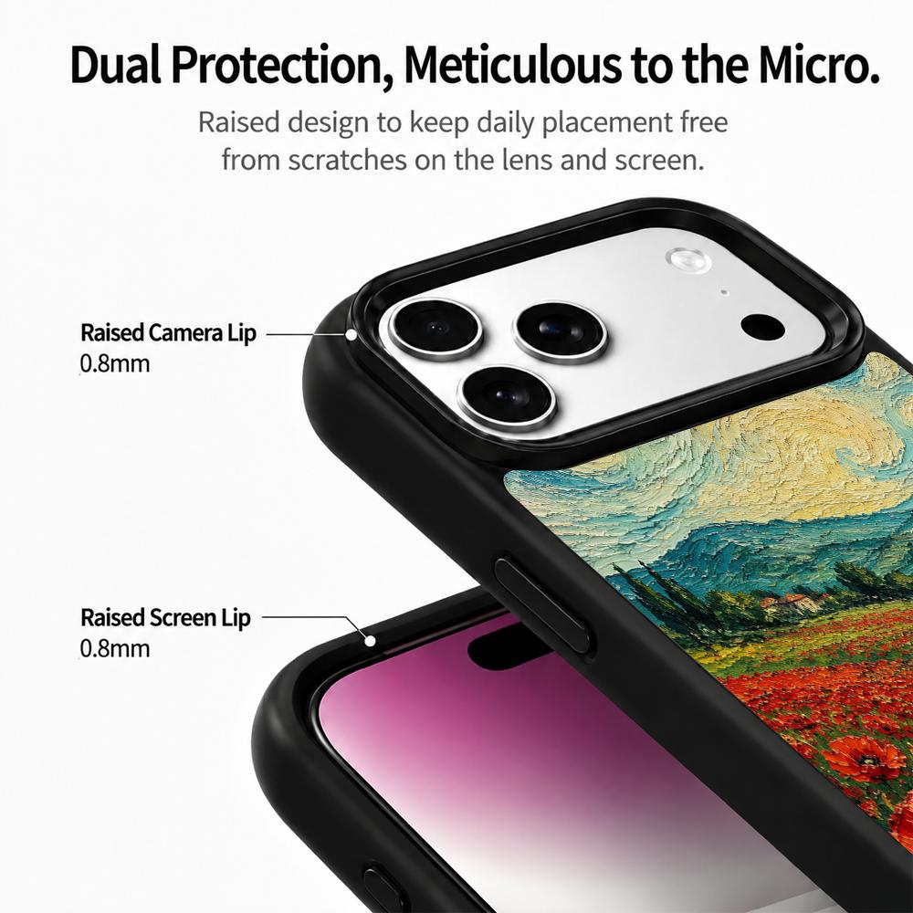 Compatible with iPhone 18 Pro Max & 17 Pro Max Colorful Painting PC Silicone Magnetic Phone Case - Mountain Flower Sea