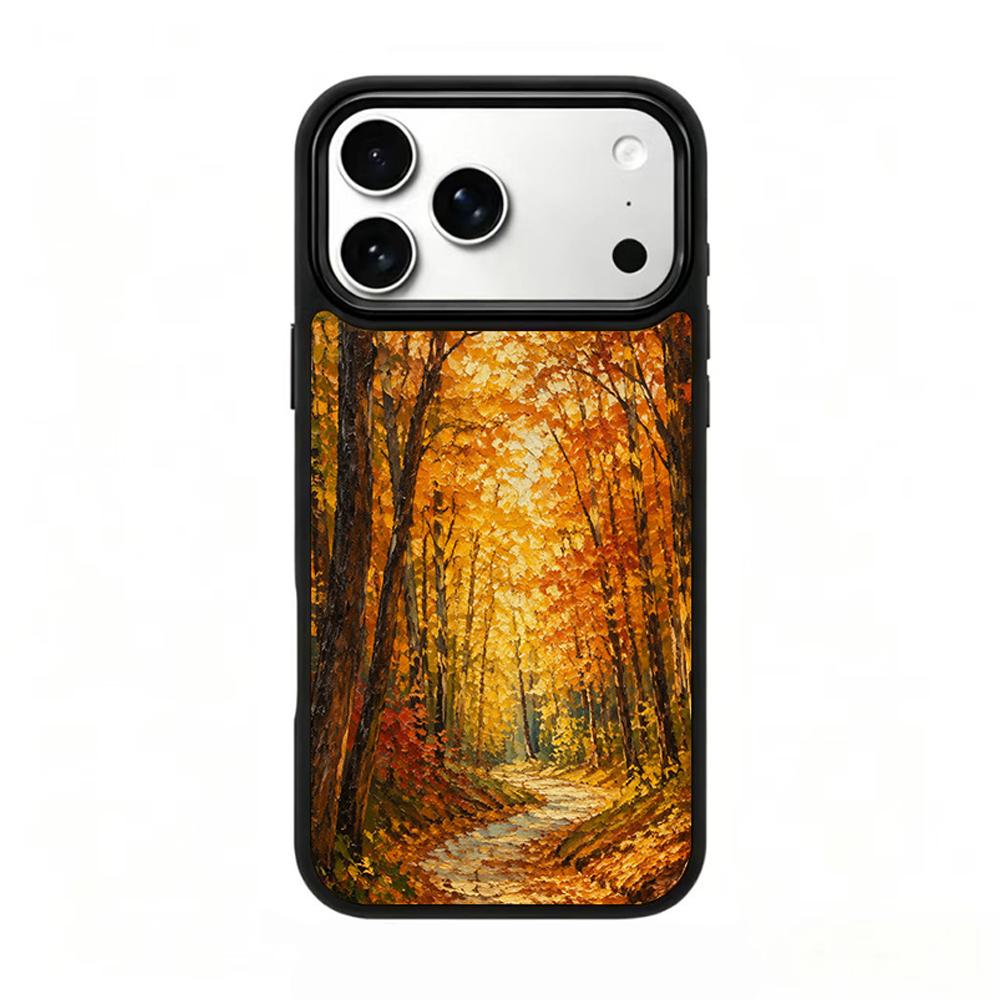 Compatible with iPhone 18 Pro Max & 17 Pro Max Colorful Painting PC Silicone Magnetic Phone Case - Golden Autumn Compatible withest Trail
