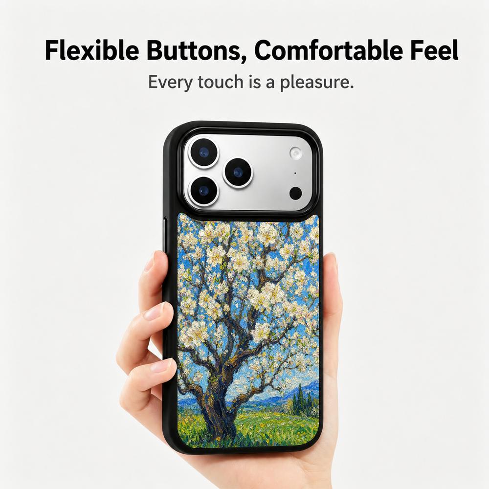 Compatible with iPhone 18 Pro Max & 17 Pro Max Colorful Painting PC Silicone Magnetic Phone Case - Spring Flowers