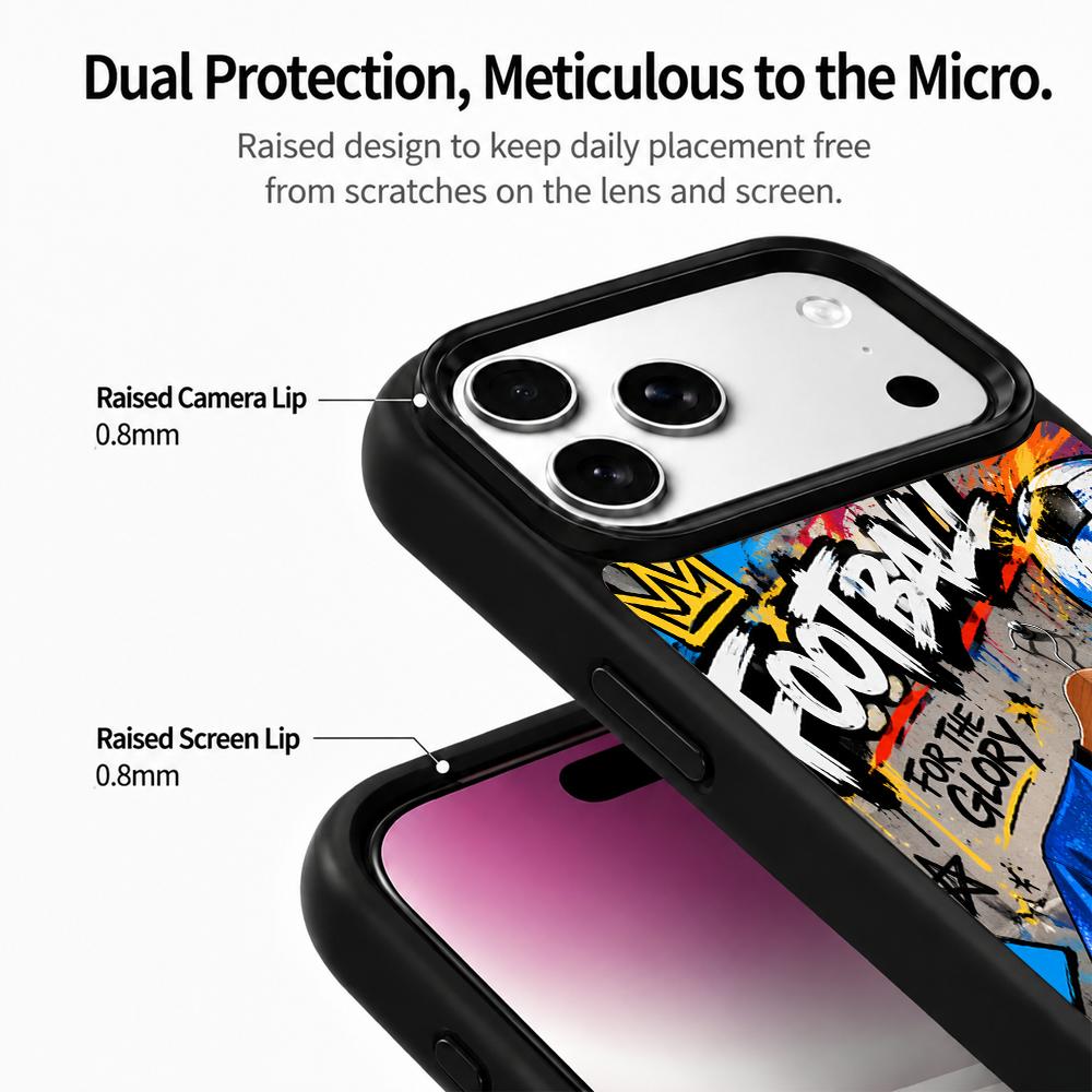 Compatible with iPhone 18 Pro Max & 17 Pro Max Colorful Painting PC Silicone Magnetic Phone Case - Honor Sports Jersey