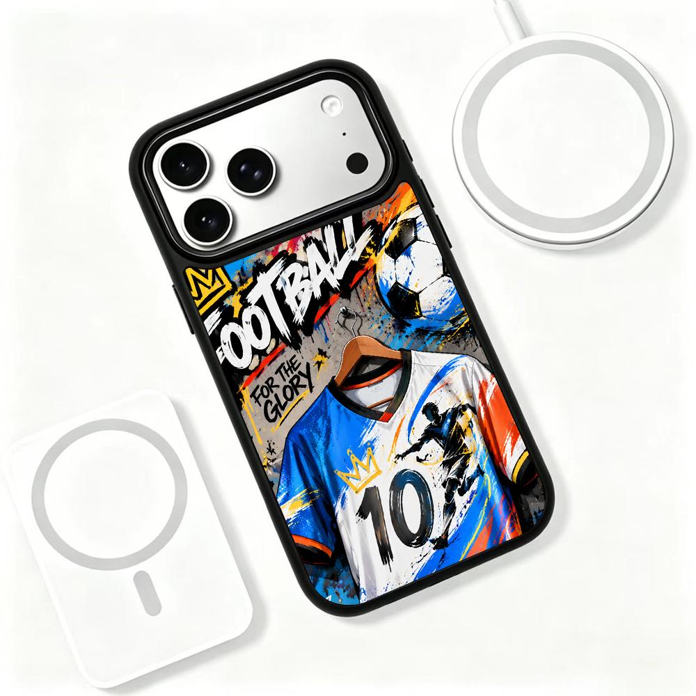 Compatible with iPhone 18 Pro Max & 17 Pro Max Colorful Painting PC Silicone Magnetic Phone Case - Honor Sports Jersey