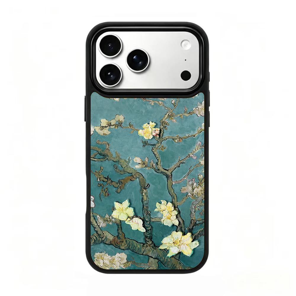 Compatible with iPhone 18 Pro & 17 Pro Colorful Painting PC Silicone Magnetic Phone Case - Impression Texture Apricot Blossom