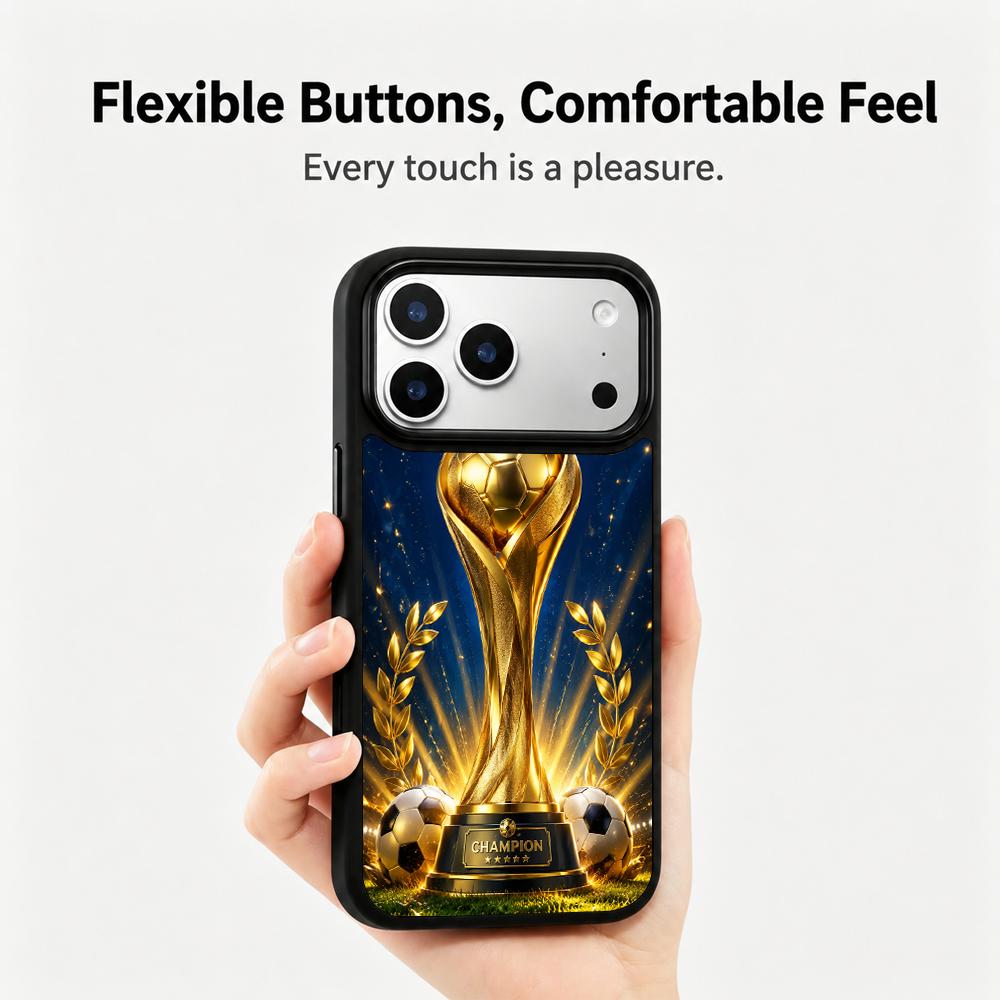 Compatible with iPhone 18 Pro & 17 Pro Colorful Painting PC Silicone Magnetic Phone Case - Gold Plated Championship Trophy