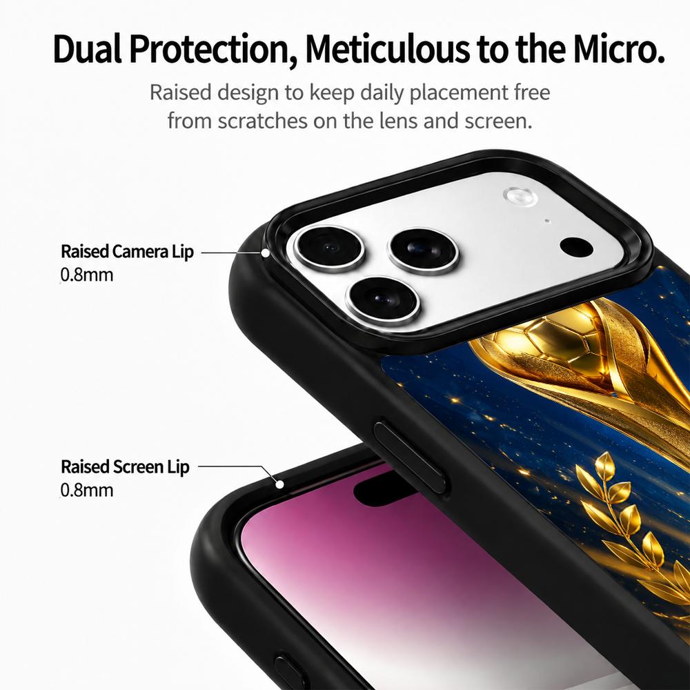 Compatible with iPhone 18 Pro & 17 Pro Colorful Painting PC Silicone Magnetic Phone Case - Gold Plated Championship Trophy