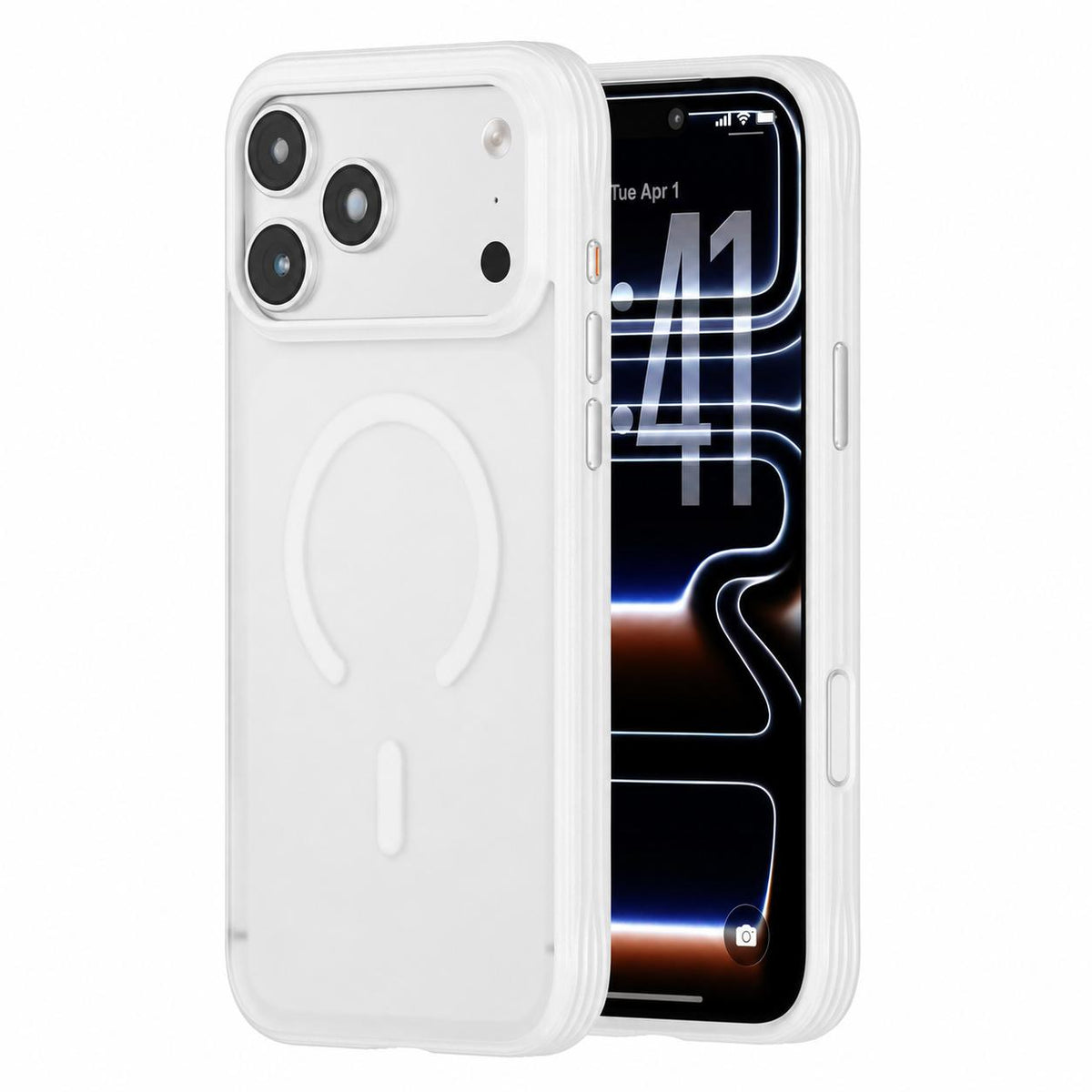 Compatible with iPhone 18 Pro Max Textured Non-slip Shockproof Magnetic Phone Case - White