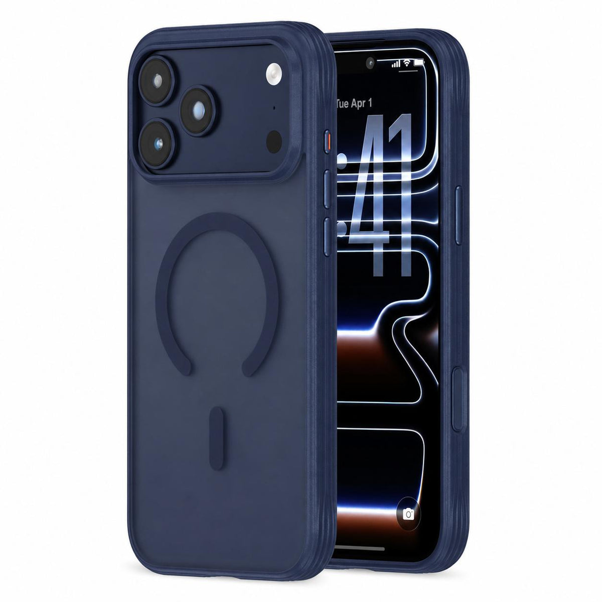 Compatible with iPhone 18 Pro Max Textured Non-slip Shockproof Magnetic Phone Case - Dark Blue