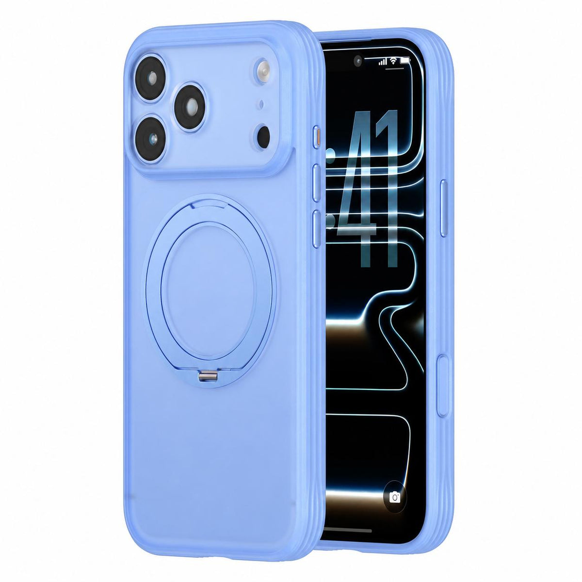 Compatible with iPhone 18 Pro Max Textured Non-slip Shockproof Magnetic Phone Case with Holder - Sky Blue