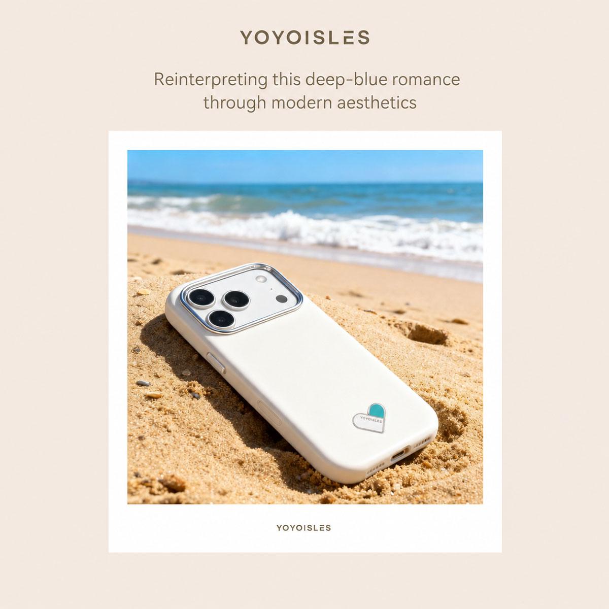 Compatible with iPhone 18 Pro & 17 Pro YOYOISLES Heart Island Series Electroplated PC Dual-Layer PU Phone Case - White