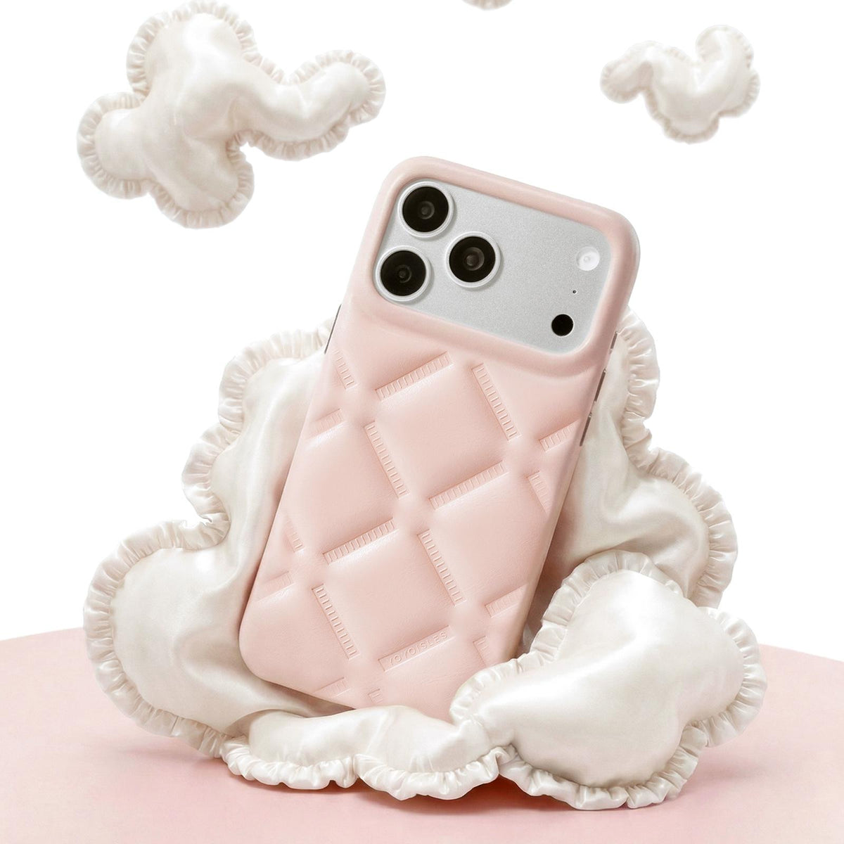 Compatible with iPhone 18 Pro Max & 17 Pro Max YOYOISLES Cloud Series Vegan Leather Phone Case - Pink