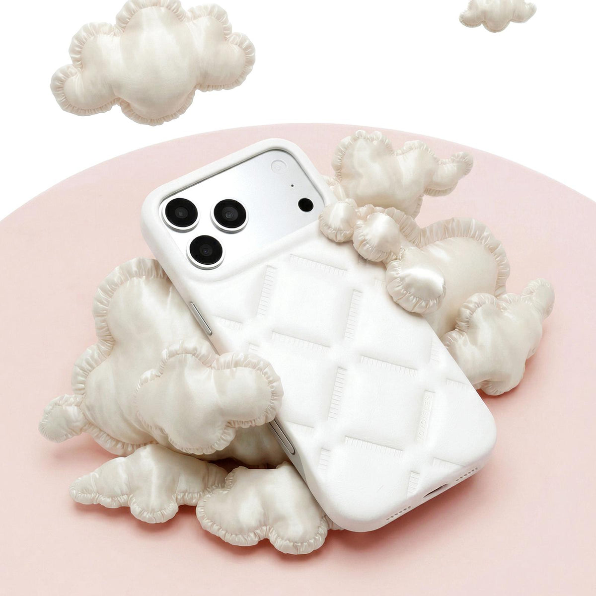 Compatible with iPhone 18 Pro Max & 17 Pro Max YOYOISLES Cloud Series Vegan Leather Phone Case - White