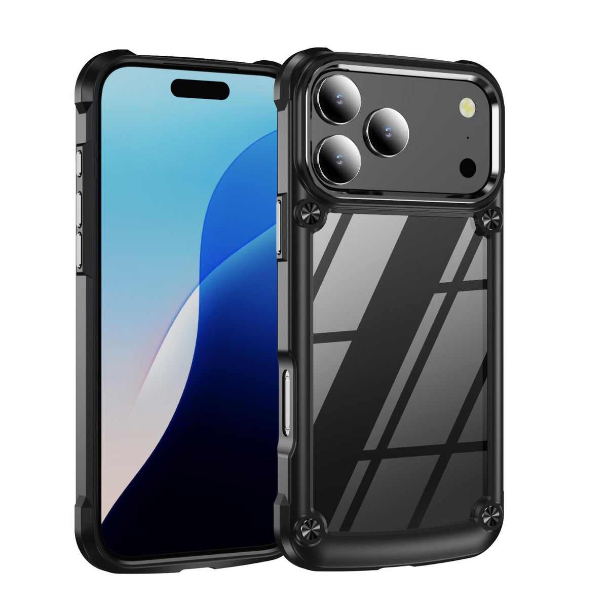 Compatible with iPhone 18 Pro Max TPU + PC Lens Protection Phone Case - Black