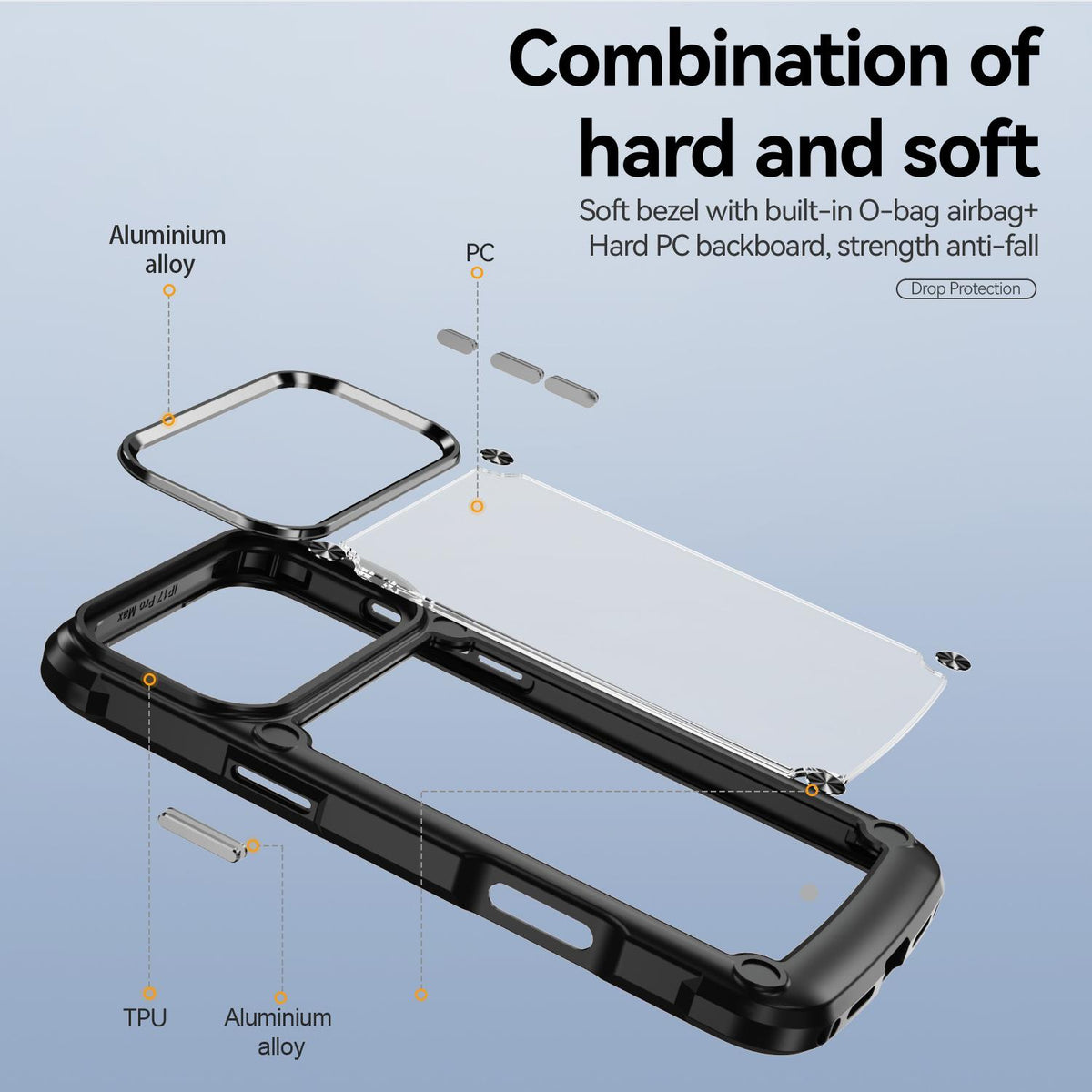 Compatible with iPhone 18 Pro Max TPU + PC Lens Protection Phone Case - Black