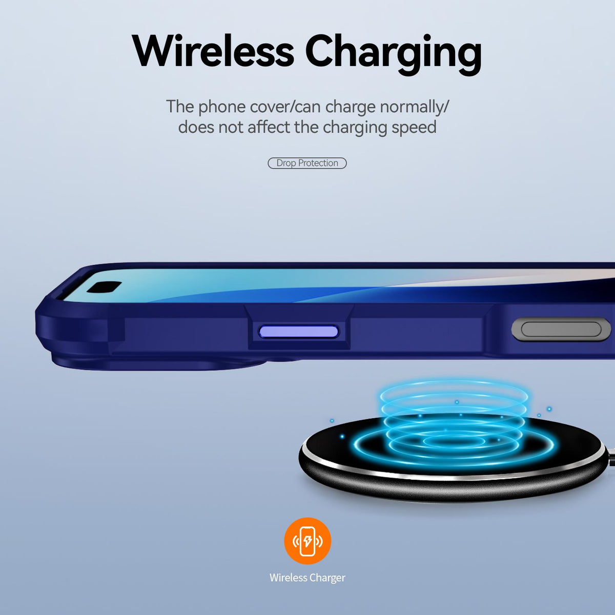 Compatible with iPhone 18 Pro TPU + PC Lens Protection Phone Case - Blue