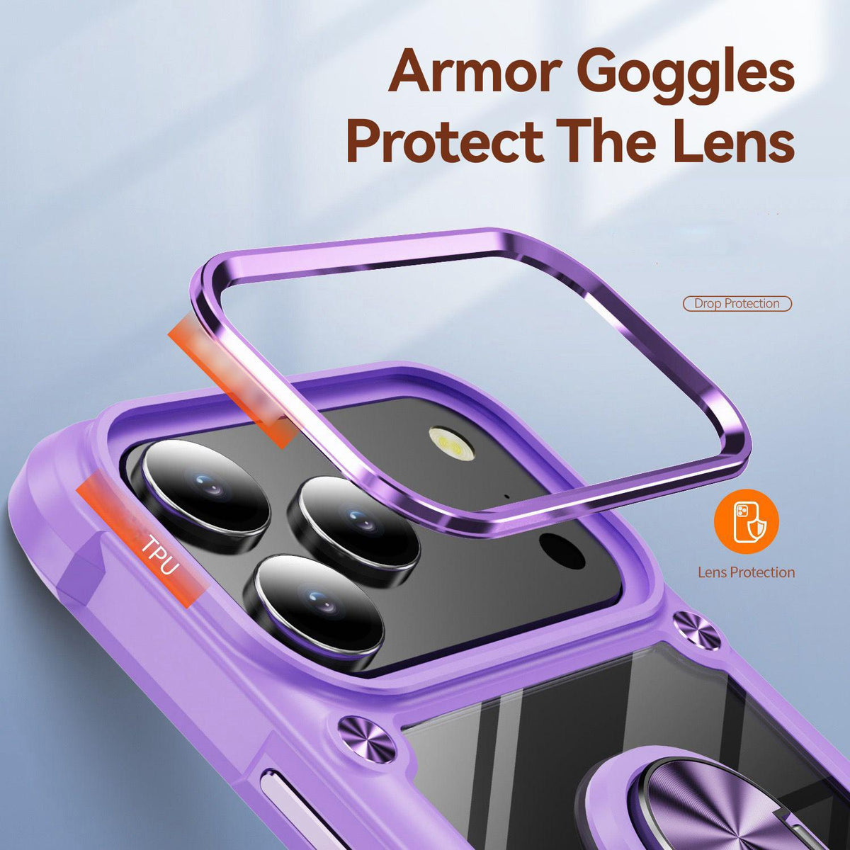 Compatible with iPhone 18 Pro Max TPU + PC Lens Protection Phone Case with Ring Holder - Green