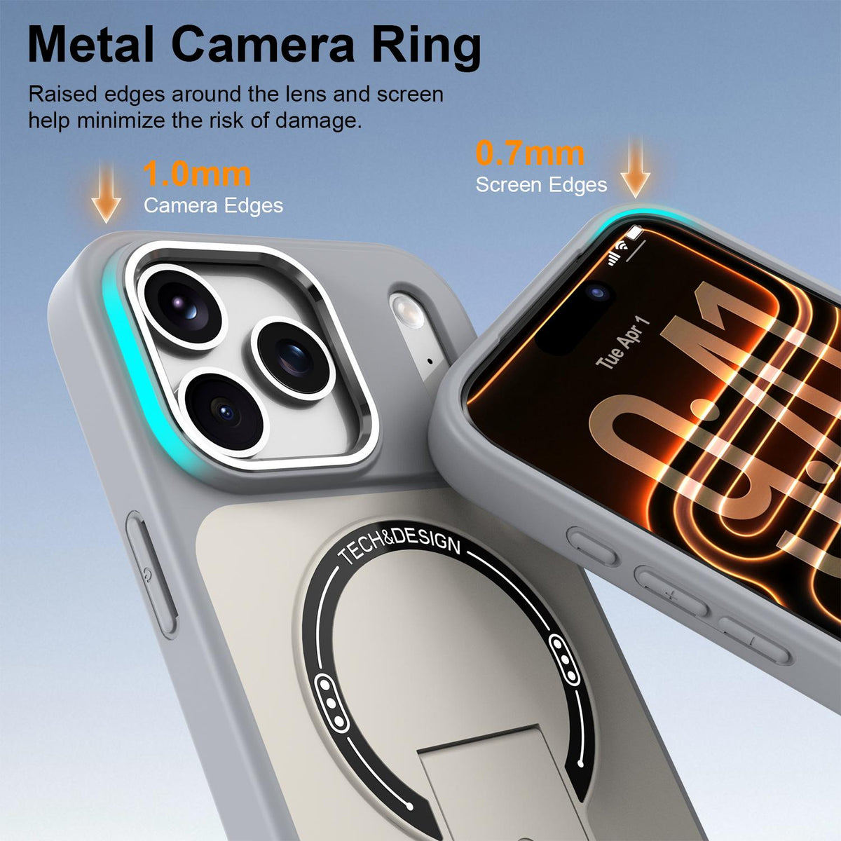 Compatible with iPhone 18 Pro Max Skin-Feel TPU Dual-Layer PC Magnetic Phone Case with Kickstand - Gray