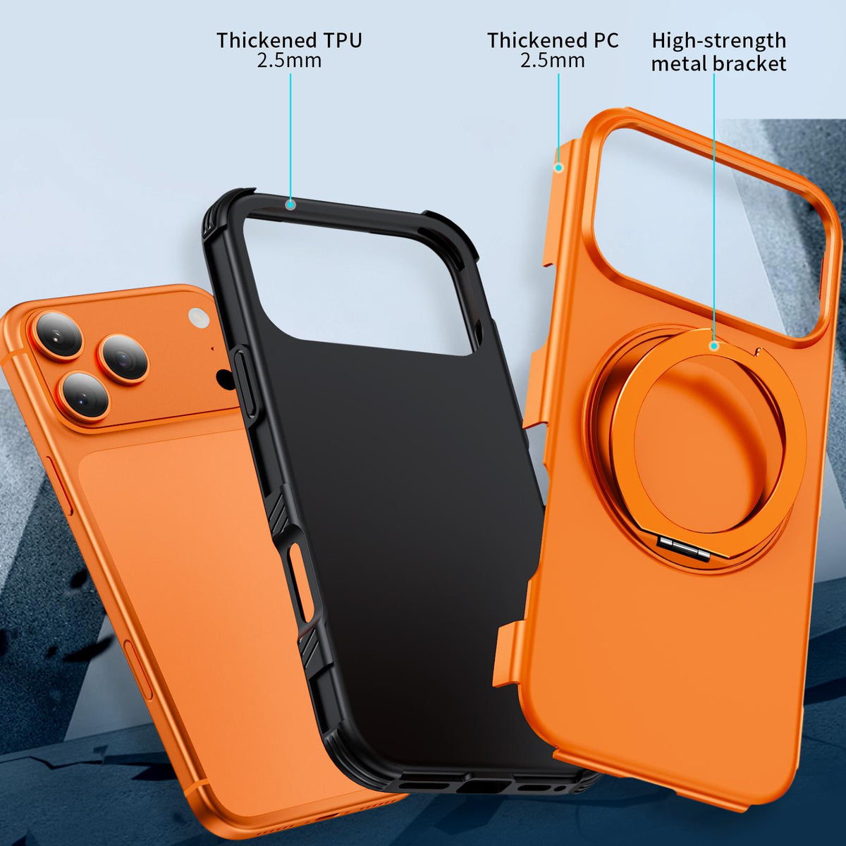Compatible with iPhone 18 Pro Max Magnetic 360 Rotating Holder Phone Case - Orange