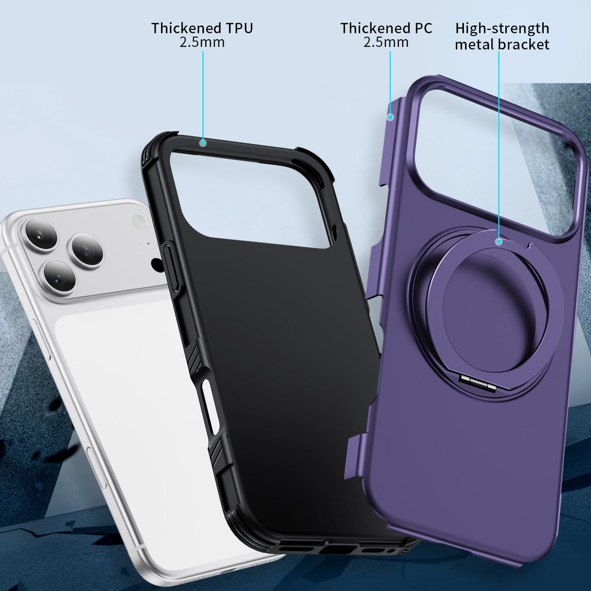 Compatible with iPhone 18 Pro Max Magnetic 360 Rotating Holder Phone Case - Dark Purple