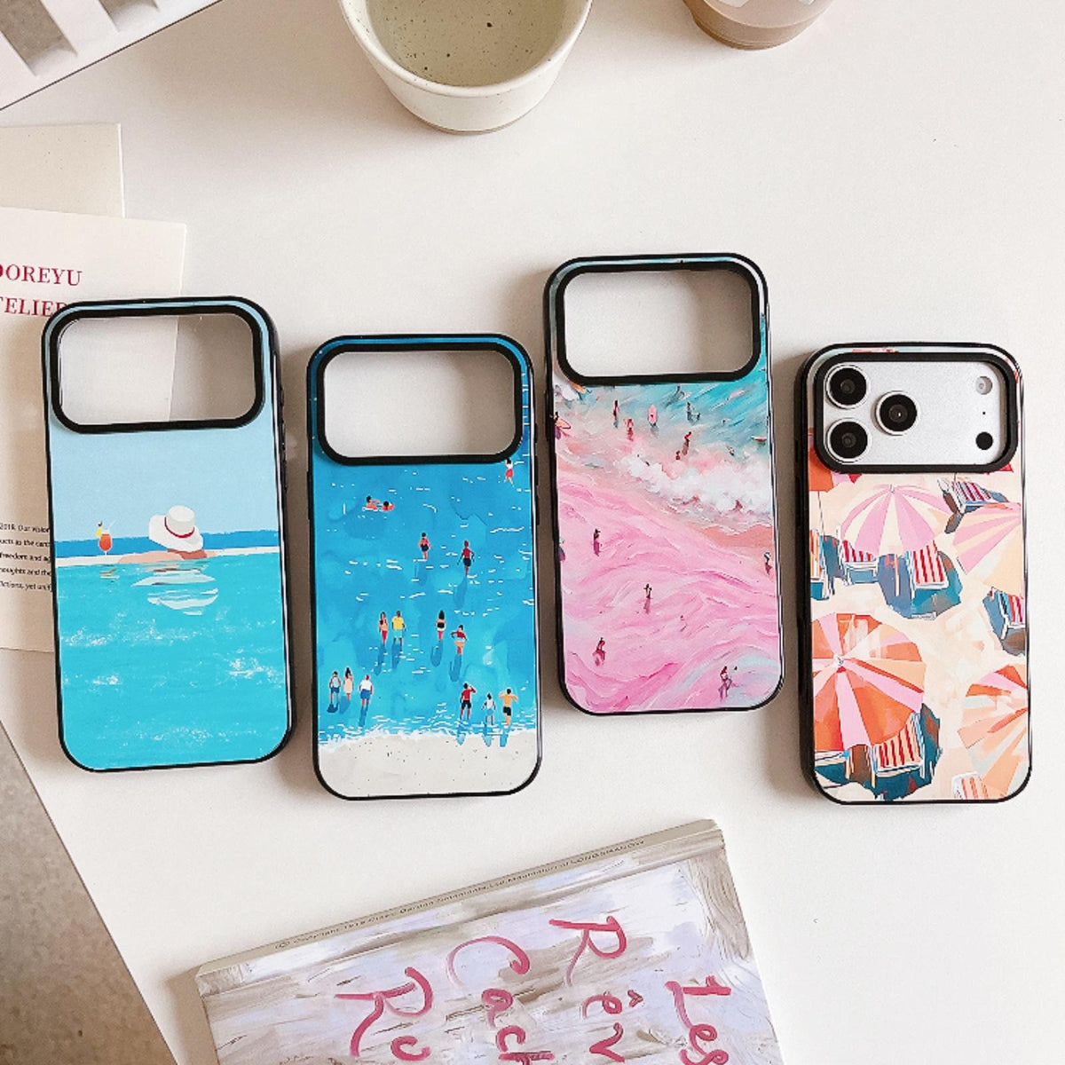 Compatible with iPhone 18 Pro Max & 17 Pro Max Summer Beach Pattern Acrylic TPU Phone Case - Sea Salt Blue Swimming Pool