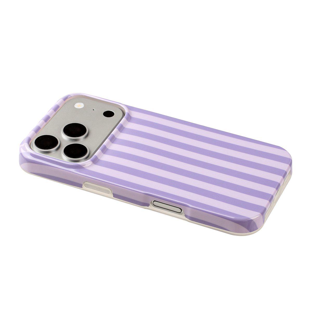 Compatible with iPhone 18 Pro Max Full Coverage IMD Printed Vertical Stripes TPU Phone Case - Purple
