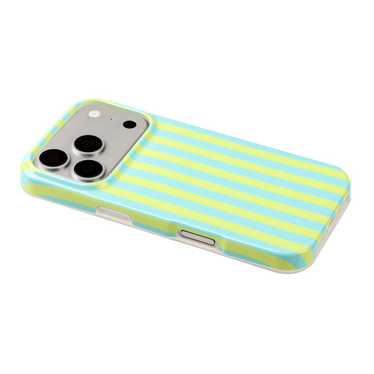 Compatible with iPhone 18 Pro Max Full Coverage IMD Printed Vertical Stripes TPU Phone Case - Yellow Green