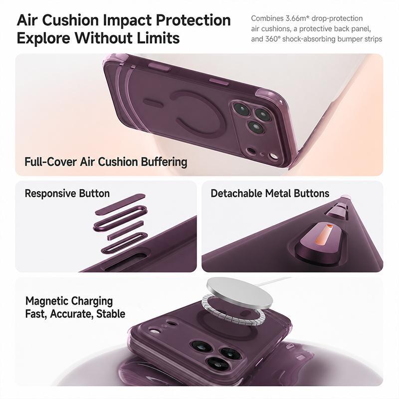 Compatible with iPhone 18 Pro Max QN2 Skin-Friendly AirBag Magnetic Shockproof Phone Case - Sky Blue