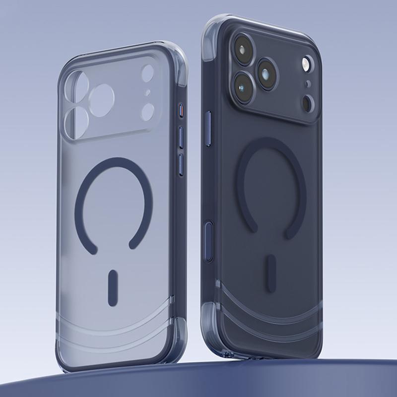Compatible with iPhone 18 Pro Max QN2 Skin-Friendly AirBag Magnetic Shockproof Phone Case - Dark Blue