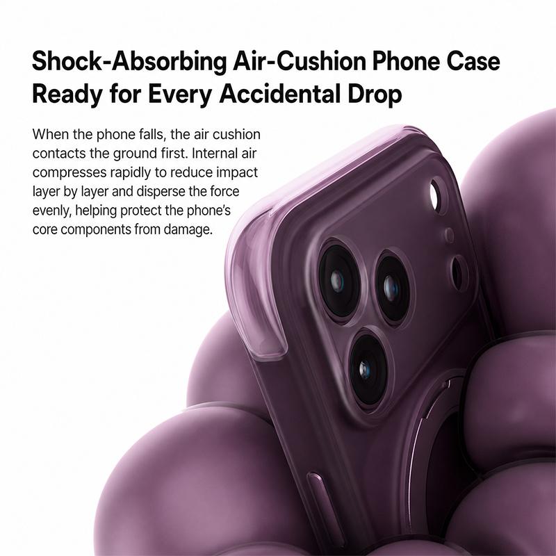 Compatible with iPhone 18 Pro Max QN2 Skin-Friendly AirBag Magnetic Shockproof Phone Case with 360 Rotation Holder - Orange