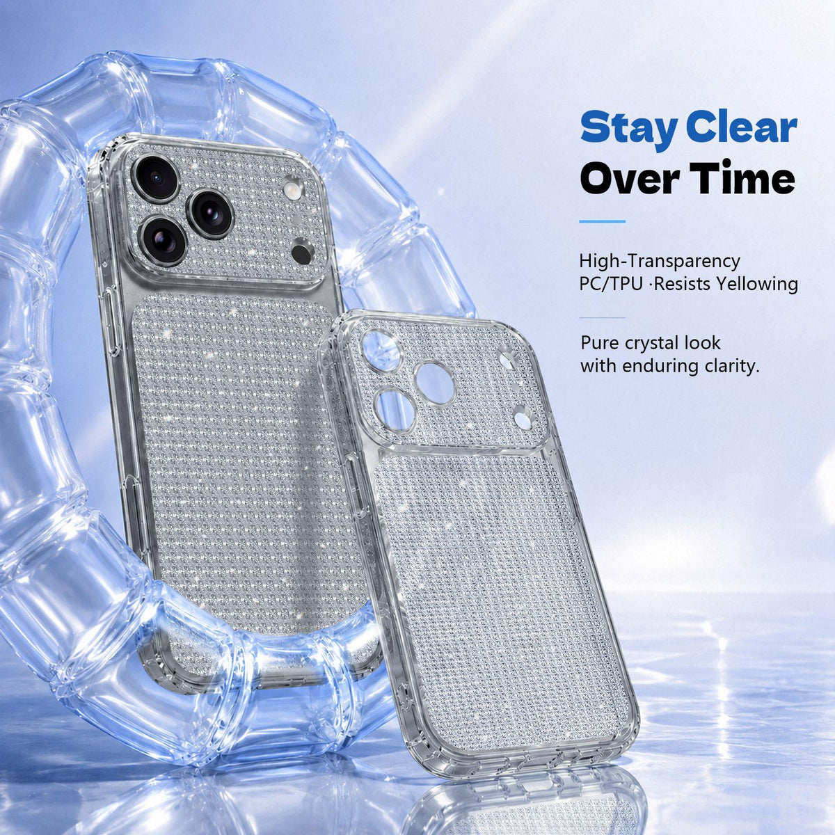 Compatible with iPhone 18 Pro Max Sparkling Diamond Glitter Airbag Phone Case - Black