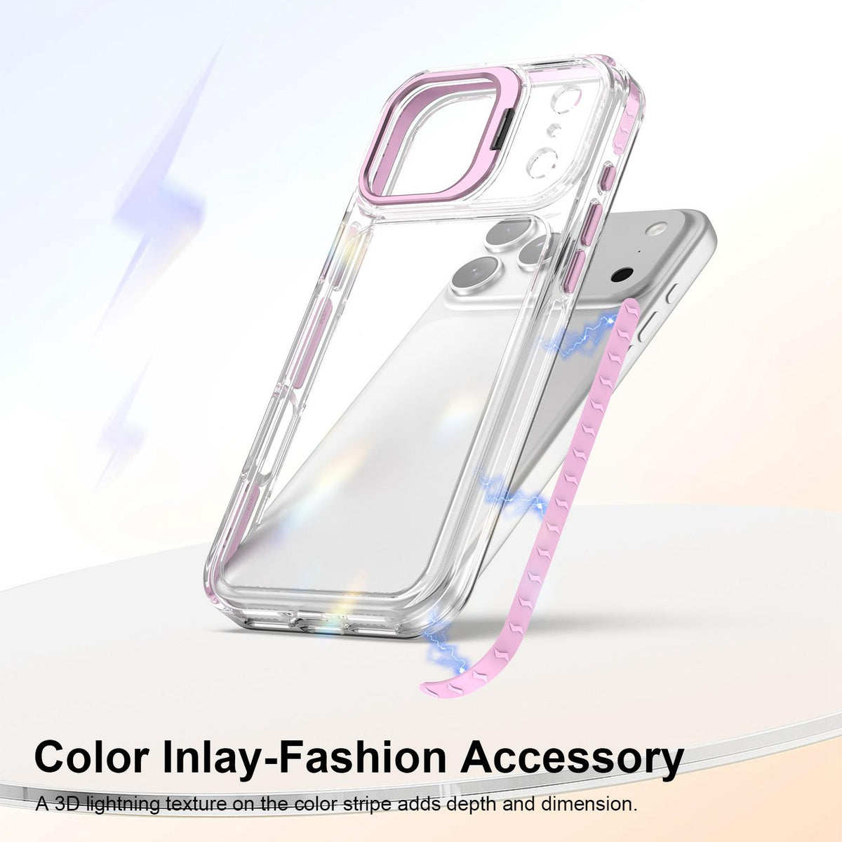 Compatible with iPhone 18 Pro Max Lens Frame Holder Acrylic TPU Phone Case - Clear Pink