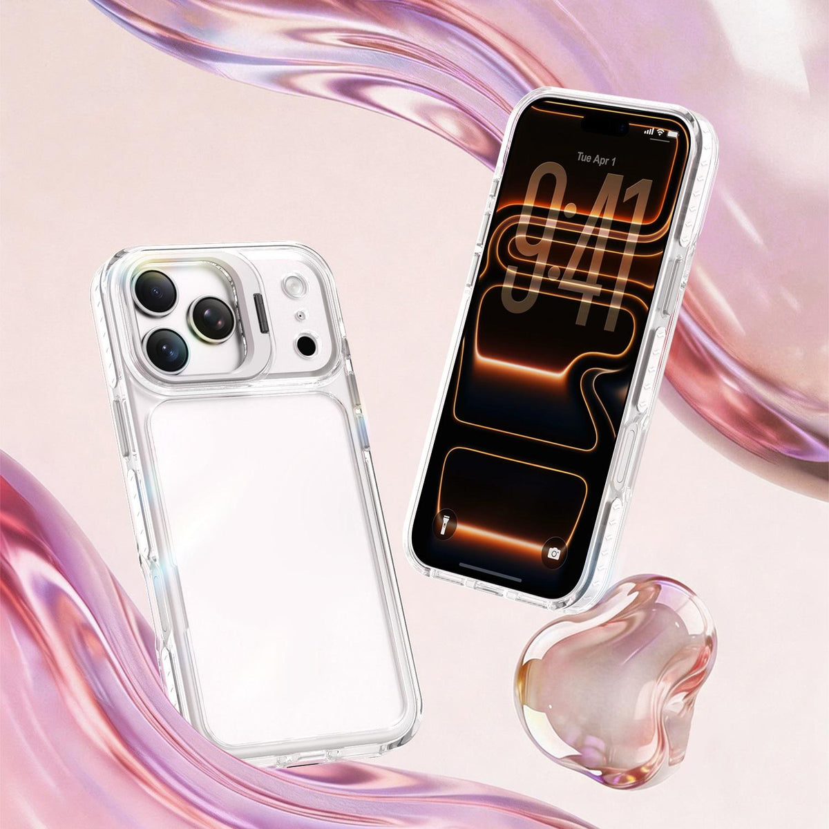 Compatible with iPhone 18 Pro Max Lens Frame Holder Acrylic TPU Phone Case - Transparent