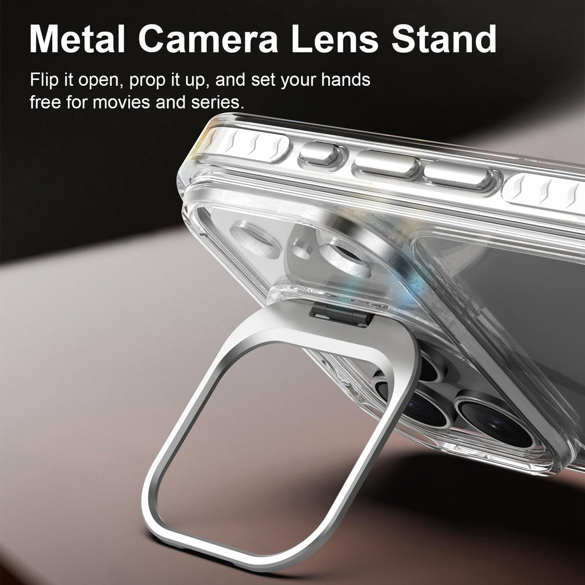 Compatible with iPhone 18 Pro Max Lens Frame Holder Acrylic TPU Phone Case - Transparent