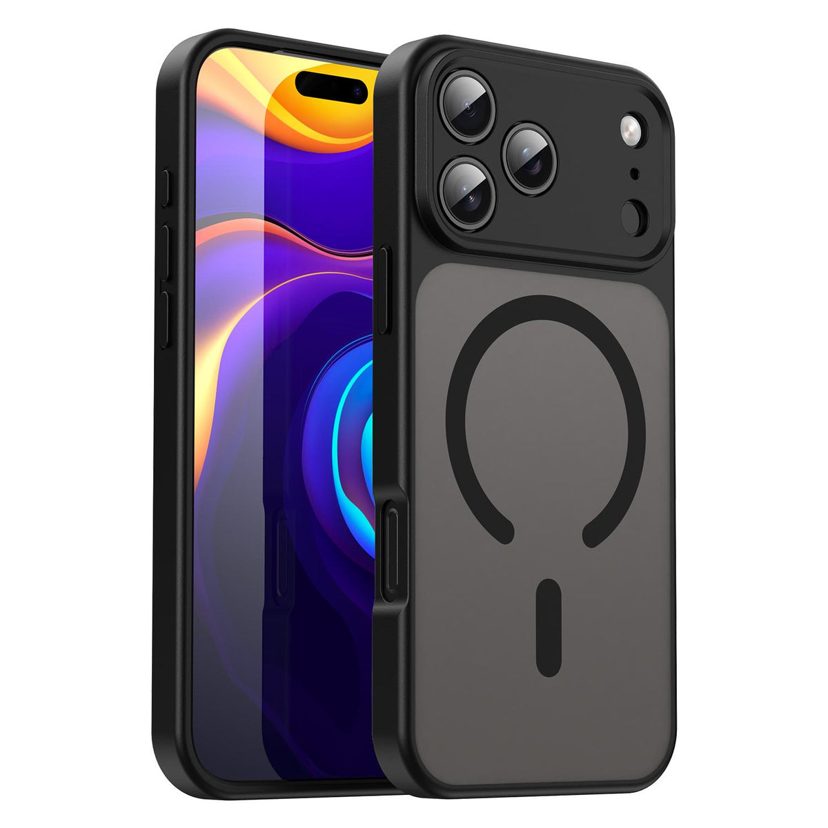 Compatible with iPhone 18 Pro Max Fanying Series Precision Camera Hole PC Dual-Layer TPU Translucent Frosted Magnetic Phone Case - Translucent Black
