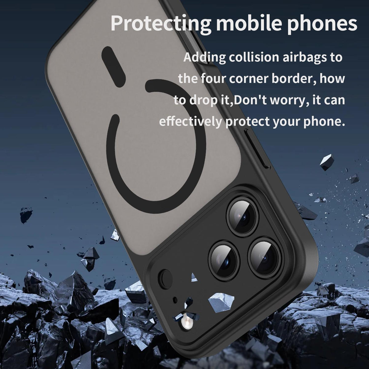 Compatible with iPhone 18 Pro Max Fanying Series Precision Camera Hole PC Dual-Layer TPU Translucent Frosted Magnetic Phone Case - Translucent Black
